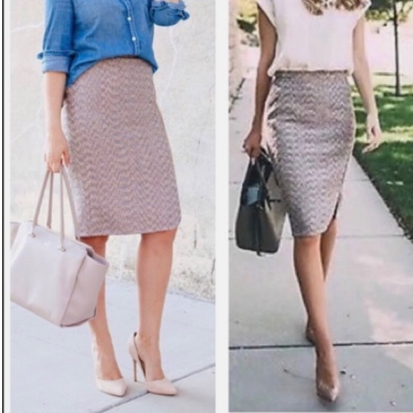 J. Crew Front Zip Pencil Skirt Sparkly Purple Gold Metallic Tweed Skirt Size 0 - Picture 12 of 17